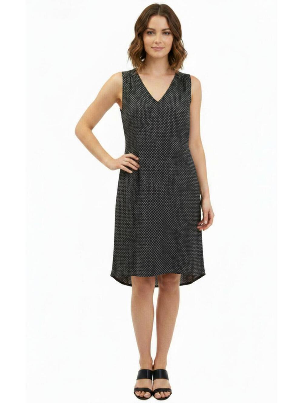 Old Navy Black & White Sleeveless V-Neck Shift Dress Flower Print Keyhole Large